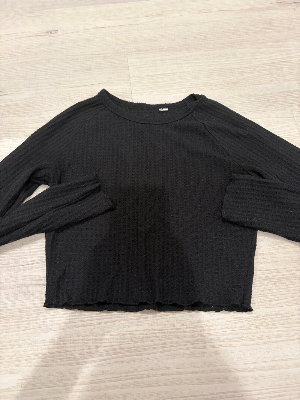 Me to We Black Ribbed Long Sleeve Top